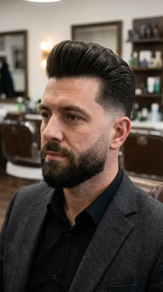 Skin Fade Beard with Pompadour