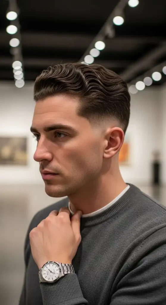 The Wavy Caesar with High Taper Fade