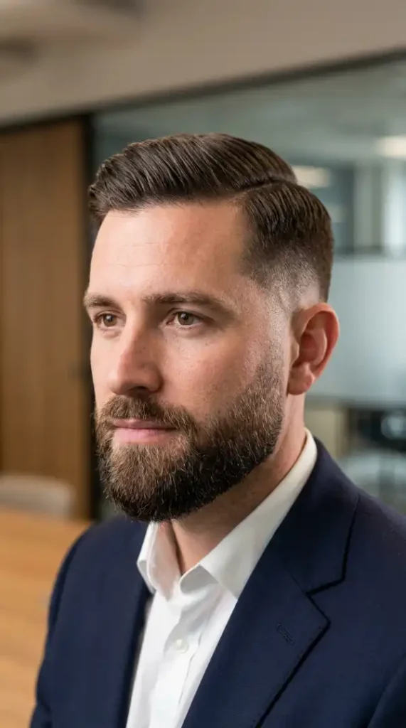 Tapered Beard Fade with Side Part