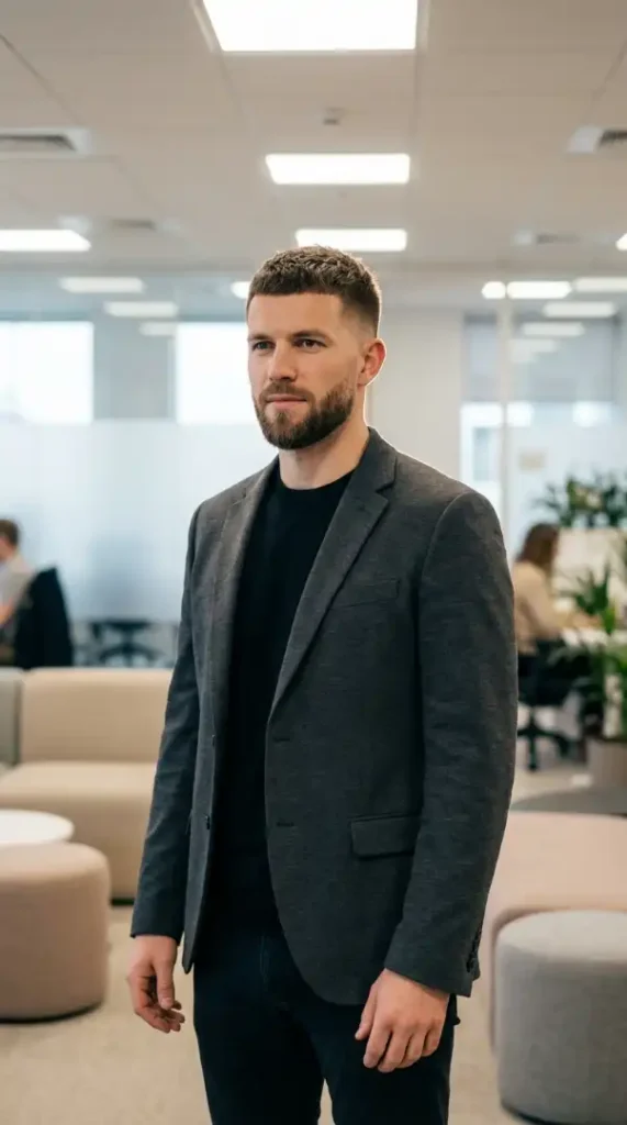 Tapered Crew Cut with Beard