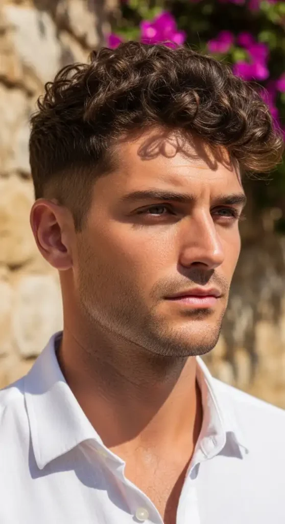 The "Mediterranean Sculptor" (Taper Fade with Curls)