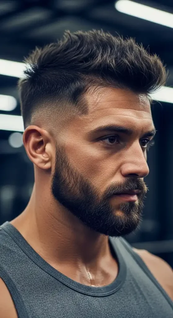The High Skin Fade with Messy Spiky Top & Thick Beard
