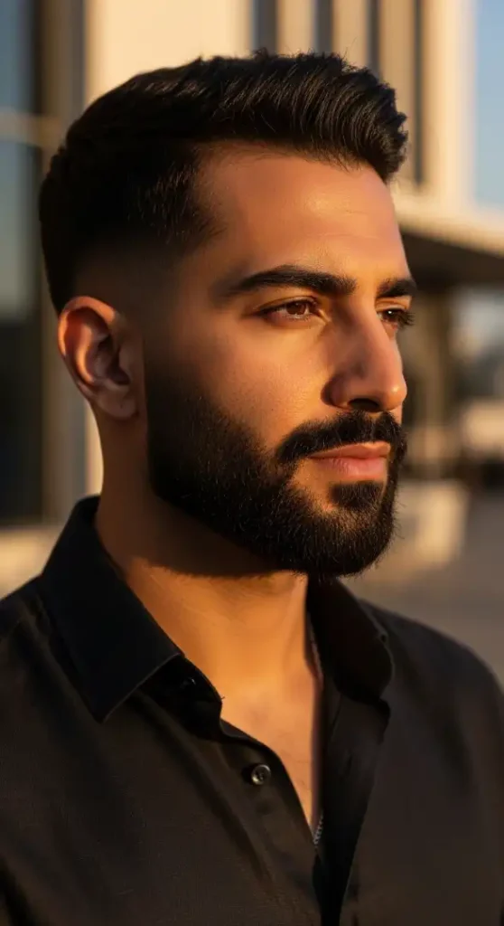 The Low Taper Fade with Heavy Stubble