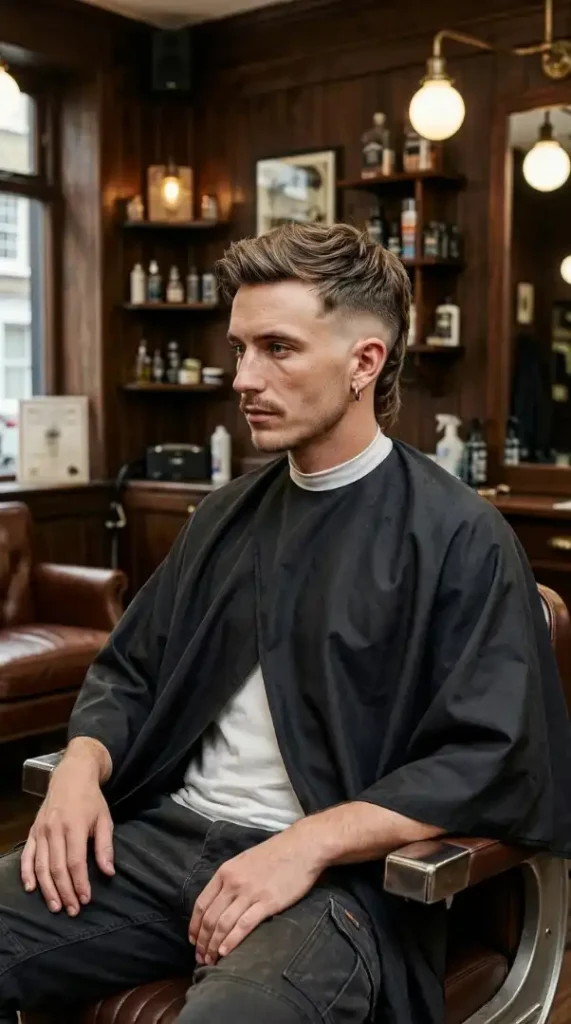 The "Midnight Rebel" (Burst Fade Mullet)