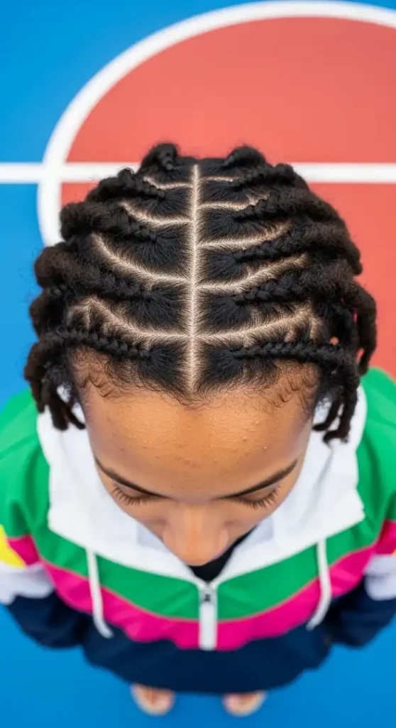 The "Cyber-Grid" (Zig-Zag Parted Locs)