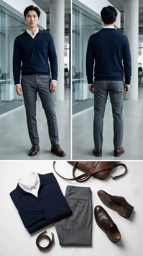 5 Sweater Polo Outfits For Men That Look Expensive Instantly