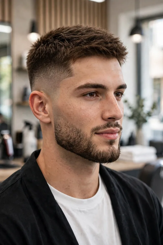 Short Beard and Skin Fade - beard styles for men look 18