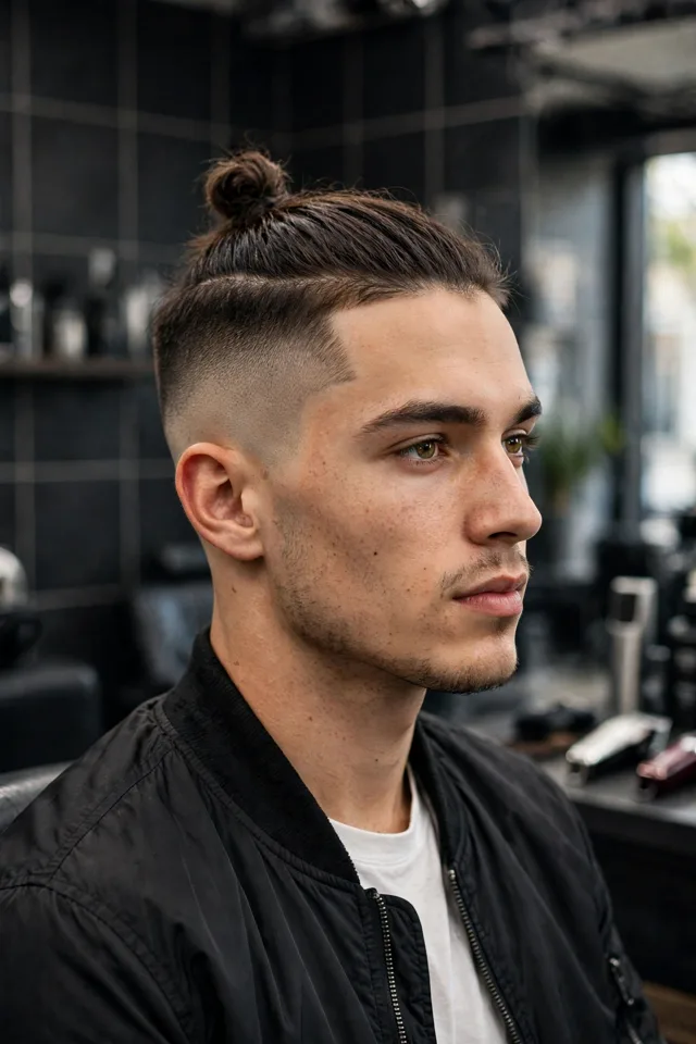 The Top Knot with a Fade - man bun hairstyles look 5