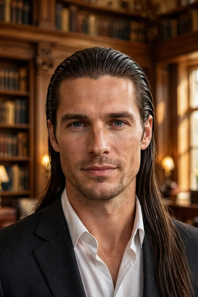 The Long Slick Back - long hair men look 7