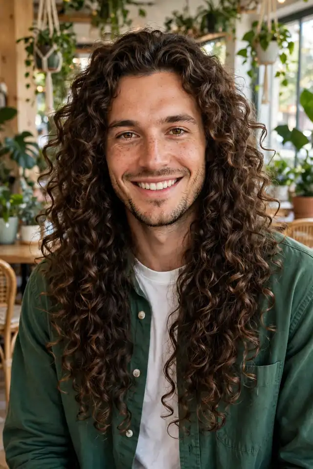 Long Curly Layers - long hairstyles for men look 10