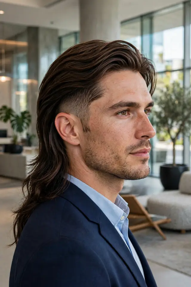 Long Layers with Tapered Sides - long hair men look 18