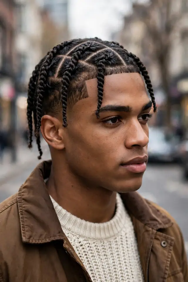 Two-Strand Twists - hairstyles for black men winter look 02