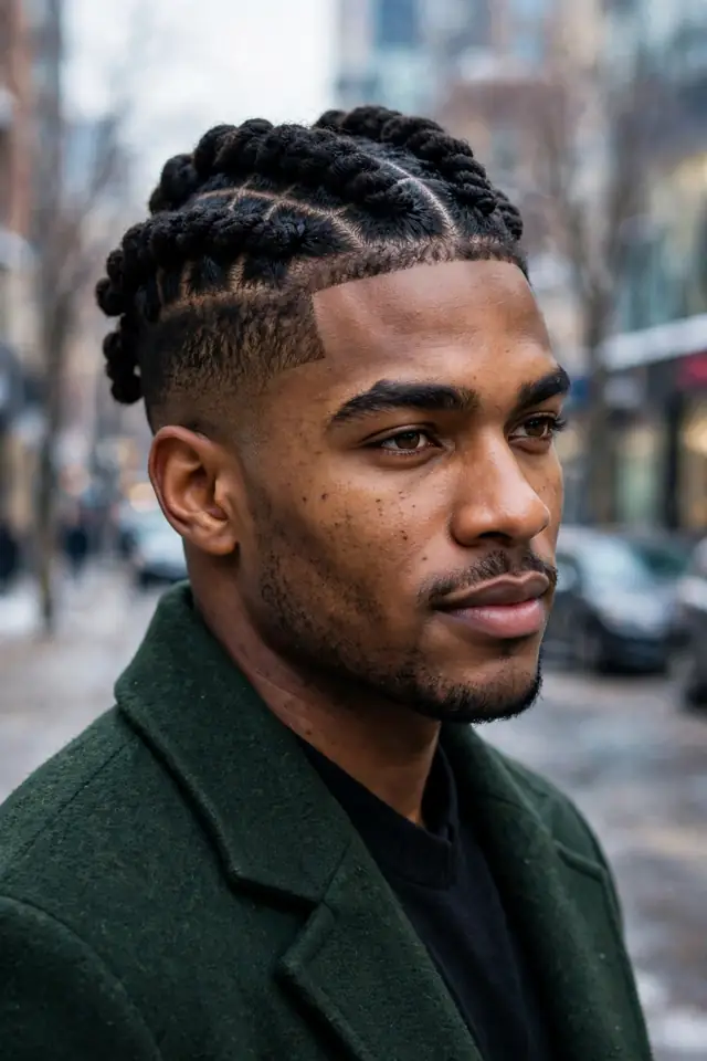 Barrel Twist Locs - hairstyles for black men winter look 03