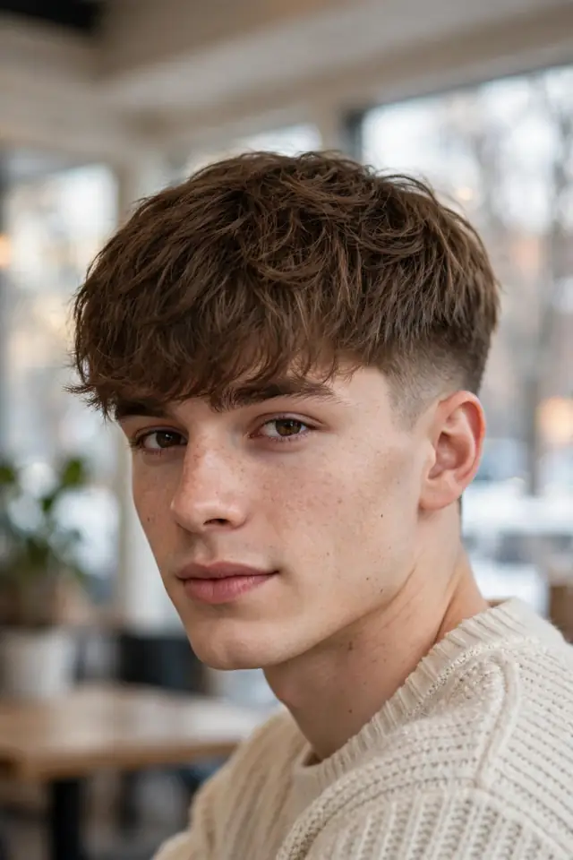 Forward Fringe with a Mid Fade - winter haircuts for men look 3