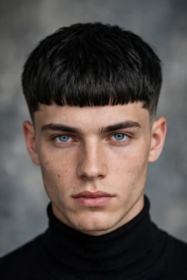 Blunt Fringe - winter haircuts for men look 6