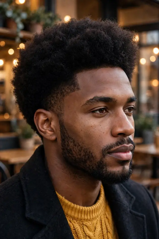 Tapered Afro - hairstyles for black men winter look 06
