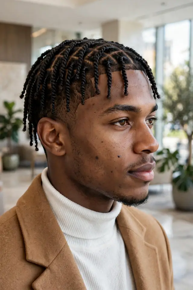 Mini Twists with a Taper - hairstyles for black men winter look 12