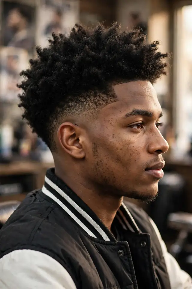 Burst Fade with Coils - hairstyles for black men winter look 13