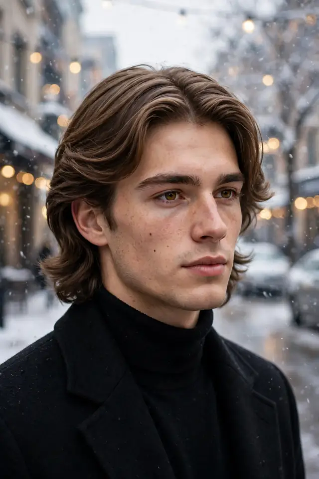 Flowy Curtains - winter haircuts for men look 13