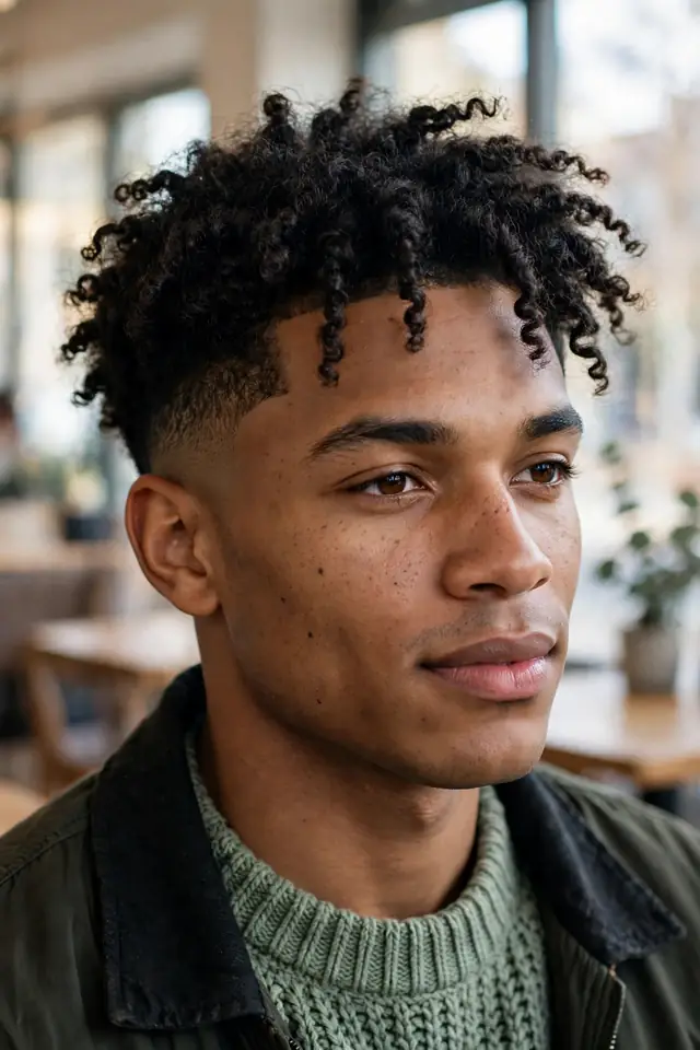 Twist-Out with a Low Fade - hairstyles for black men winter look 18